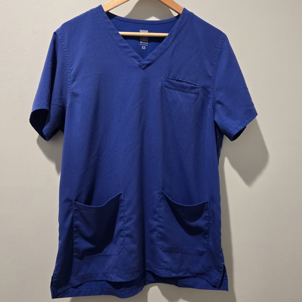 RothWear Scrub Top Mens Medium V-Neck Blue‎ Medical Nursing Dentist Vet